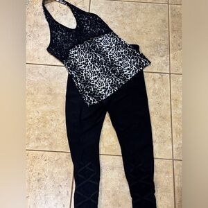 Adore Me Leggings with See Through Mesh in the back combo w OPHalter Top